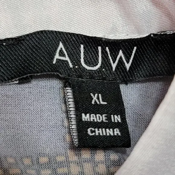 AUW Black Brown & White Plaid Sleeveless Blouse w/ Bling Collar - Size XL* - Picture 5 of 6